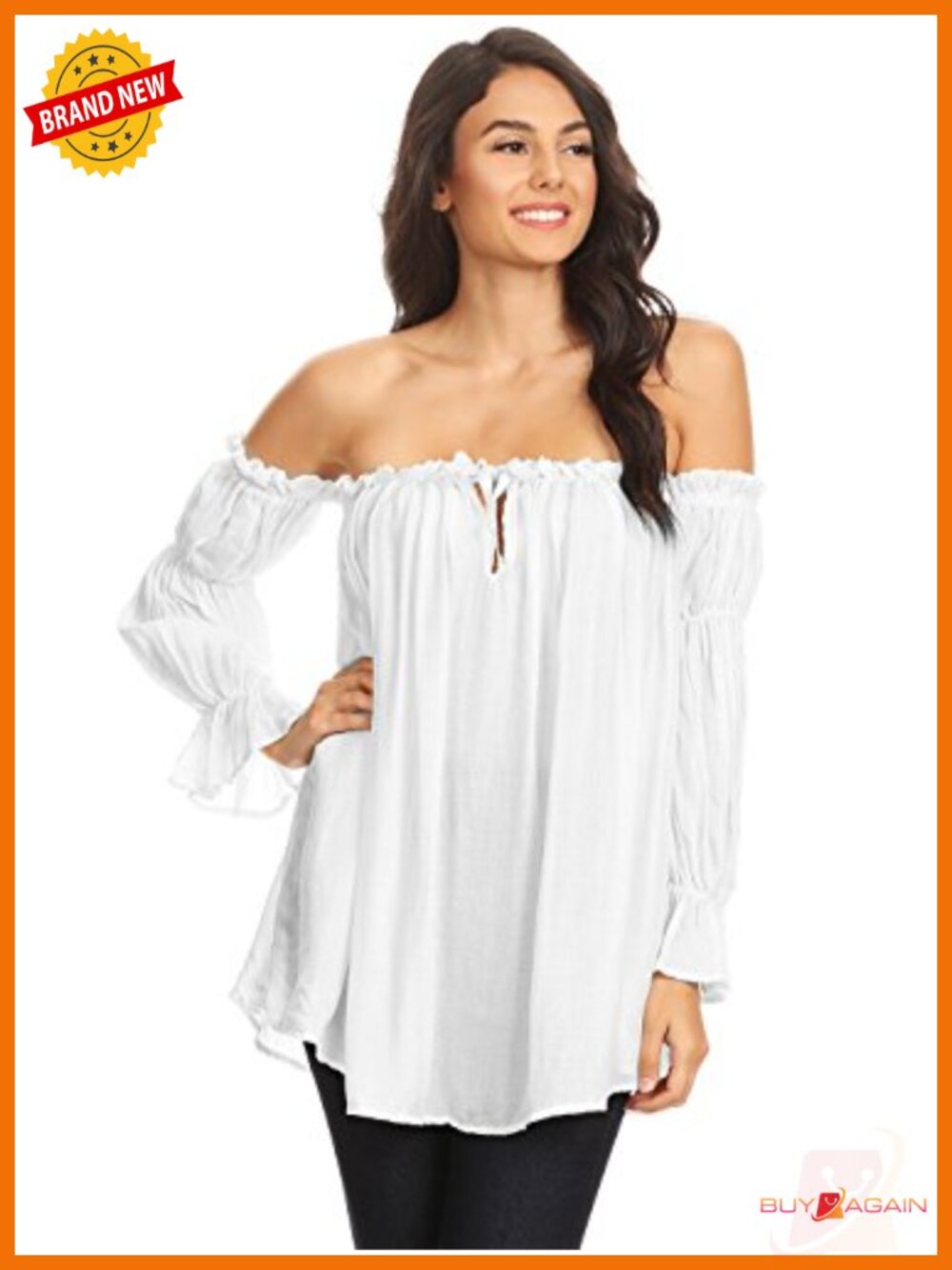 Semi Sheer Boho Peasant Off Shoulder Blouse Long Sleeve